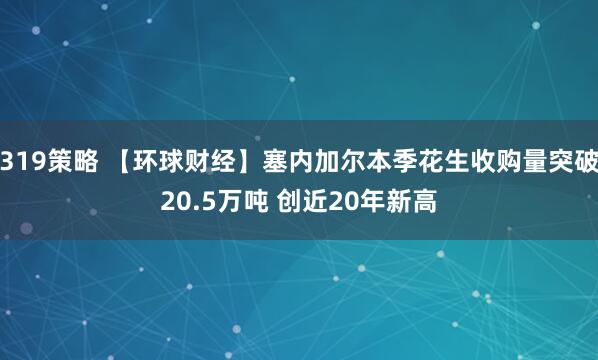 319策略 【环球财经】塞内加尔本季花生收购量突破20.5万吨 创近20年新高